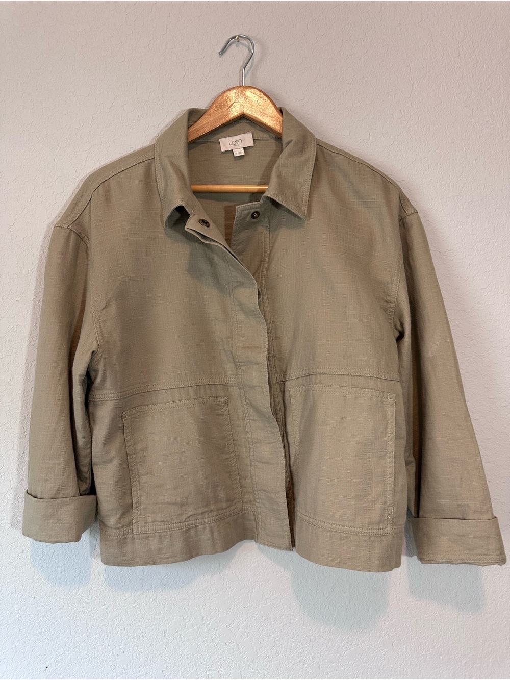 LOFT Light Olive Utility Jacket with Front Pockets